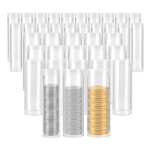 35 stuks muntenbuizen diverse maten opbergruimte doorzichtig plastic nikkel