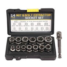 14-delige set voor het verwijderen van moeren met een 3/8 inch-aandrijving, verwijderset met 1/4 inch-3/4 inch draaidopsleutelset