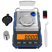 Fijne weegschaal 0,001G, digitale milligram 50G / zakformaat met LCD-scherm, laboratoriumweegschaal, blauw