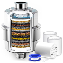 20-traps douchefilter - douchekopfilter voor hard water, met 3 vervangbare cartridges, ventilator, water