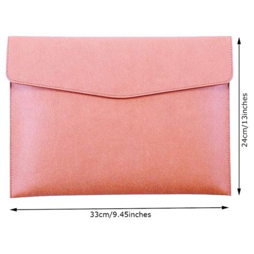 PU leren A4-map, waterdichte portfolio-envelop met drukknoopsluiting, roze 1