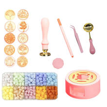 Wax Seal Stamp Set 17 stuks, verwarmingselement, kleurpen, perfecte decoratie voor huwelijksuitnodigingen, cadeau en knutselwerk, roze