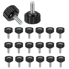 Gekartelde duimschroef met schroefdraad, 20 stuks x 10 mm bevestigingsbouten, schroefknoppen, handgrepen, zwarte ronde klemming