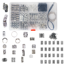 180 stuks gemengde dreadlocks kralen buis dreadlocks spelden metalen manchetten ringen accessoires haar vlecht extensions sieraden