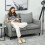 Homcom (Grey) HOMCOM Modern 2 Seater Sofa, PU Leather Upholstered Loveseat Settee 1