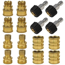16-delige hogedrukreinigeradapterset, snelkoppelingsset, M22 draaibaar naar 3/8 inch aansluiting, 3/4 ontgrendeling