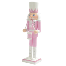 30cm roze houten notenkrakerfiguur wit haar strass ingelegde pop speelgoed ornament, 3