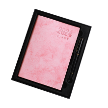 2024 A5 Weekoverzicht Agenda Jaarplanner Organiser Hardcover met Cadeaudoos Set voor Kerstmis Roze