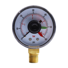 Manometer met wijzerplaatvervanging voor geselecteerde filters, 2 inch x 1/4 inch NPT-bodem, 0-60 psi/4 bar