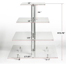 4-laags acryl cupcakestandaard, vierkante displaystandaard voor verjaardagen, babyshowers, theekransjes en bruiloftsdecoratie