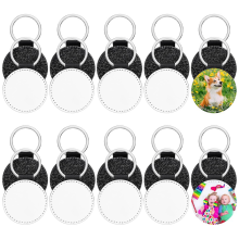 20 stuks leren sleutelhangers in bulk, sublimatie, blanco, PU-cadeaus, glitter, warmteoverdracht, sleutelhanger, doe-het-zelf, knutselen