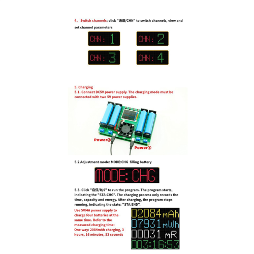4-kanaals 18650 batterijcapaciteit interne weerstandstester meetmodule 2