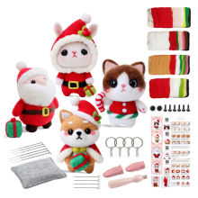Kerstpoppen naaldviltsets voor beginners, naaldenset, viltnaalden, schuimkussen, viltdoek, instructies