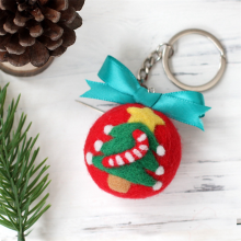Kerst sleutelhanger naaldviltsets voor beginners, naaldset, viltnaalden, schuimkussen, viltdoek, instructies