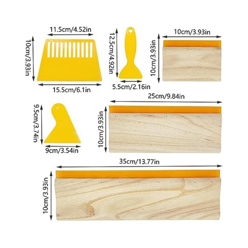 Zeefdrukrakel voor textiel, handgemaakte set, 6 stuks 1