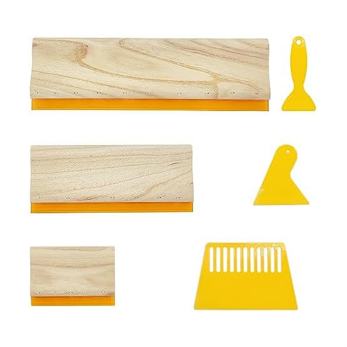 Zeefdrukrakel voor textiel, handgemaakte set, 6 stuks