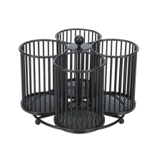 Zwarte potloodhouder, metalen 360 draaibare opbergruimte voor bureau, kantoor, school, make-up, cosmetica, organizer, rond