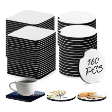 160 stuks sublimatie onderzetters, blanco, 2,8 inch rond, voor doe-het-zelf-knutselwerkjes, schilderen en warmteoverdracht, cadeaus