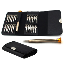 25-in-1 leren hoesje met vijfhoekige multifunctionele mobiele telefoon precisie horlogebril aluminium schroevendraaierset