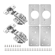 4-pack kastscharnier reparatieplaat met 2-pack volledig overlappende zacht sluitende scharnieren-scharnierset voor
