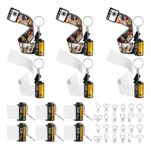 12 stuks sublimatiefilmrol sleutelhangers met vervangende sleutelhangers met foto voor verjaardag DIY-knutselwerkjes