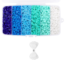 6000 stuks kleikralen voor het maken van armbanden, polymeerkralen, platte ronde schijf voor het maken van sieraden 6 mm, blauw