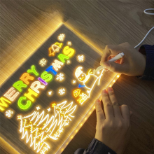 LED-notitiebord, gloeiend acrylbord met licht, verlicht wit (7,9 x 7,9 inch)