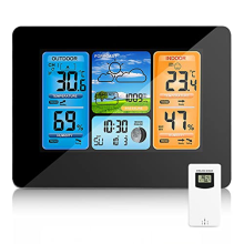 Draadloos weerstation, binnen- en buitenthermometer, voorspelling van temperatuur en vochtigheid, barometer