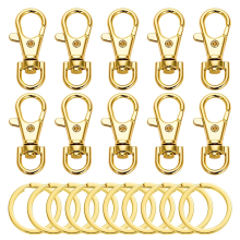10-delige set draaibare sluitingen, lanyard, karabijnhaak met sleutelringclip, kreeftenklauwsluiting, kettingringen voor knutselwerkjes