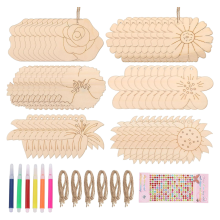 60 stuks houten bloemuitsparingen van 3 inch onafgewerkte houten plakjes, ornamenten in blanco vorm