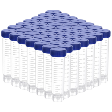 150 verticale centrifugebuizen, 50 ml plastic reageerbuizen met lekvrije schroefdoppen, polypropyleen container