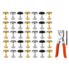 180 sets leren klinknagels, 8 mm dubbele ronde kapklinknagels, 3 kleuren doppen metalen studs met bevestigingsgereedschap