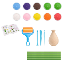 Bloemen knutselset voor kinderen, knutsel- en kunstset, leuke doe-het-zelf Moederdag-feestgunsten voor kinderen, vaas met knoopbloemen