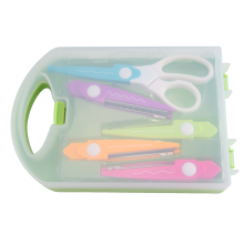 Decoratieve papierrandschaarset, 5 zigzagranden met draagbare opbergdoos voor het zelf maken van golvende knipsels
