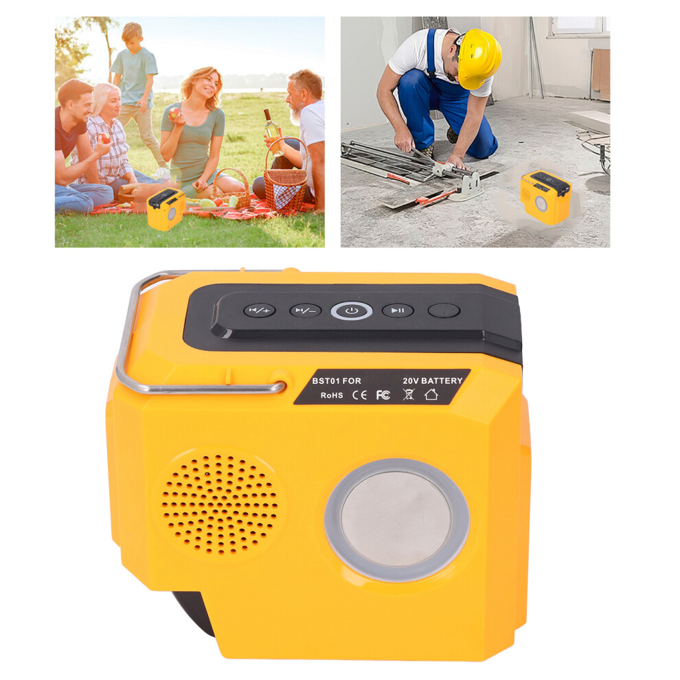 Cordless 18V Li-Ion Battery Speaker For Jobsite & Camping, Bt5.3 4691331111709