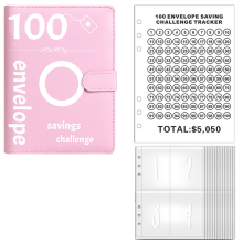 100 enveloppen geld besparen challenge, envelop challenge map, budgetboek (roze)
