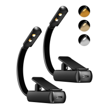 2-pack boeklamp, leeslampjes voor boeken in bed, 3 kleuren en traploos dimbare helderheid, tot 60 uur verlichting
