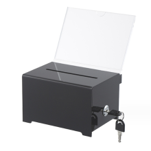 1-pack acryl donatiebox met slot, zwarte stembiljethouder, suggestie voor fondsenwerving,