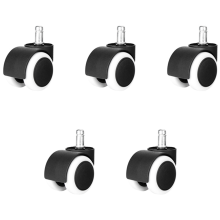 2 inch bureaustoelwielen, bureauwielen, robuuste, stille vervangende wielen, universele pasvorm - set van 5 (wit)