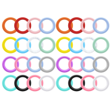 32 stuks siliconen kralen O-ringen, 65 mm ronde lus met 2 gaten voor doe-het-zelf sleutelhangers, kettingen, armbanden en sieraden maken
