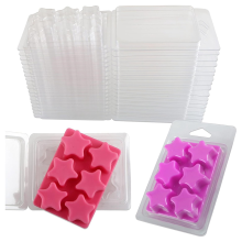 Wax Melt Containers - 6 holtes doorzichtige lege plastic mallen - 50 verpakkingen Pentacle-vormige clamshells voor taartsmelten