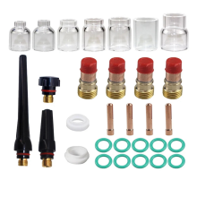 30 stuks TIG-lasbranderaccessoires, stompe gaslens 4-12 glazen bekerset voor lassen en solderen -17/18/26