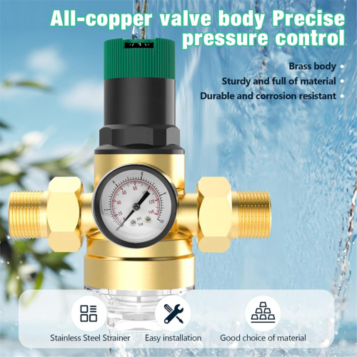 Drukregelaar water 3/4 inch, met meter en gaasfilter 2