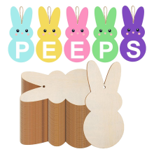 50 stuks paashaas-uitsparingen van hout, 7 inch, onafgewerkte houten plakjes, lege hangende ornamenten, knutsellabels