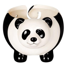 Panda-vormige garenkom, ronde opbergmand voor breiwol met gaten, glanzende keramische textuur