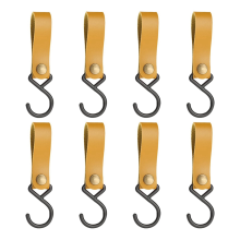 8 stuks leren S-haken, S-haken, S-vormige haken, kledinghaak om op te hangen, campinghanger (lichtbruin)