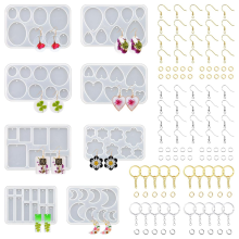 Hars sieraden mallen, 128 stuks meerdere UV oorbel mallen met gaten, eenvoudige epoxy sleutelhanger kits ketting hanger mallen