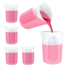 Set van 6 siliconen maatbekers - 2 herbruikbare bekers van 250 ml, 4 antiaanbak epoxy mengbekers