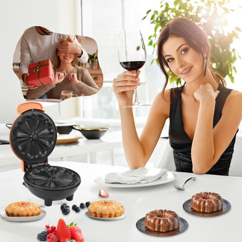 Mini 350W Non-Stick Double Sided Cake Maker for Home Breakfast & Snacks 2