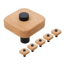Houten knoppen, 6 stuks natuurlijke houten ladeknoppen, keukenkastgrepen, handgrepen, vierkante handgreep
